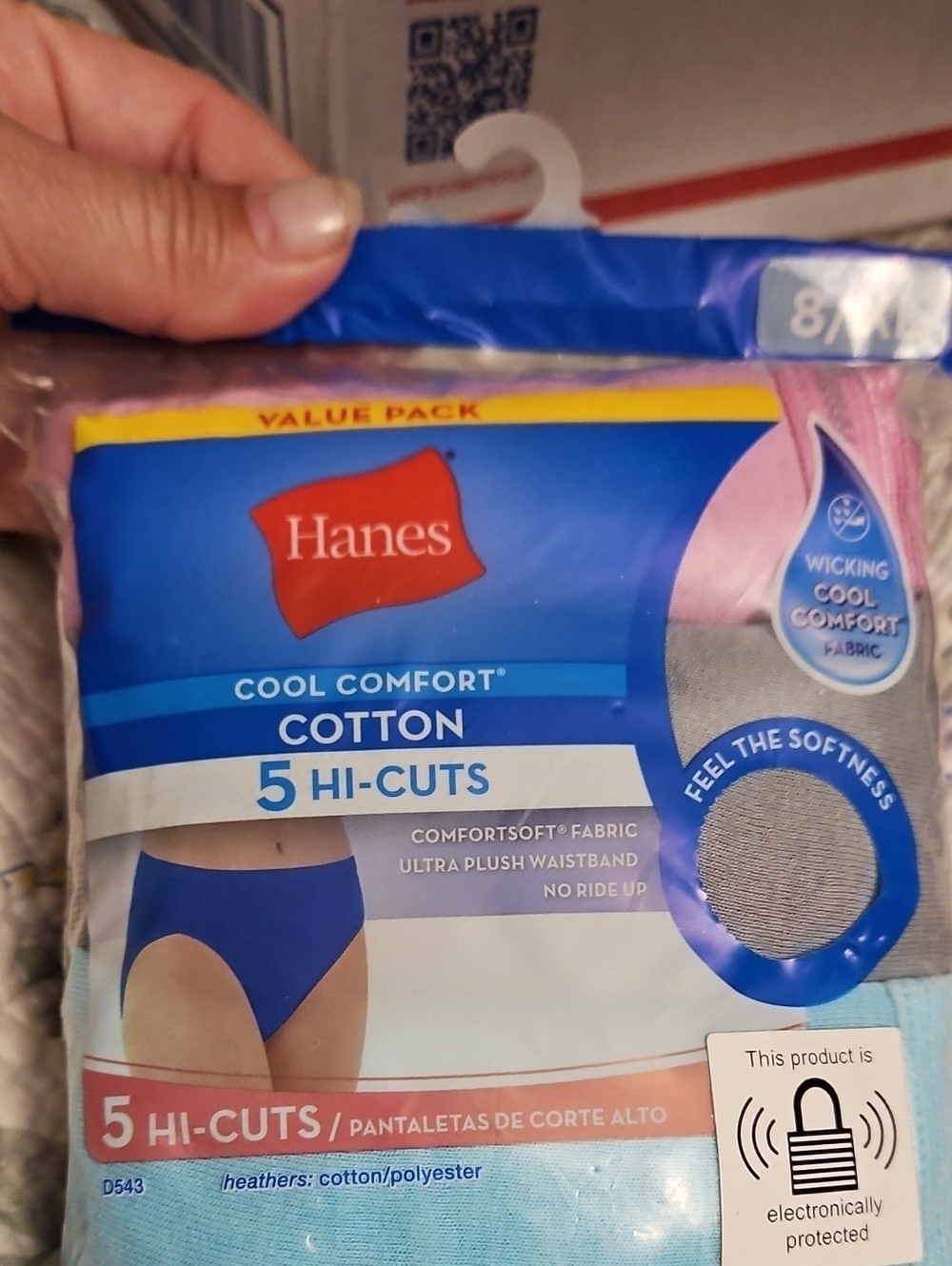 Hanes Cool Comfort Cotton 5-Pack Hi-Cut Briefs - Blue & Pink